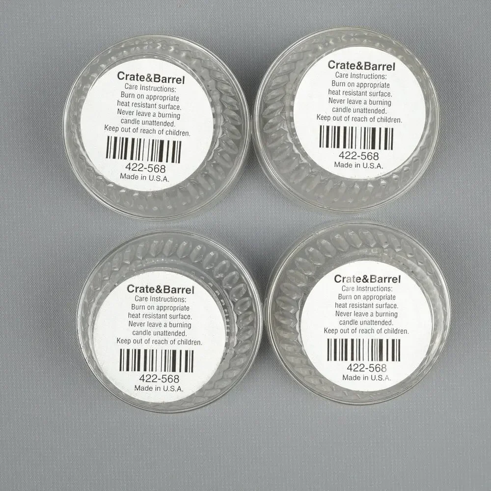 Lot of 4 Crate and Barrel Tea Light Clear Glass Candle Holders